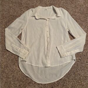 dylan Off-White Textured Button-Down Oversized Shirt | Size S